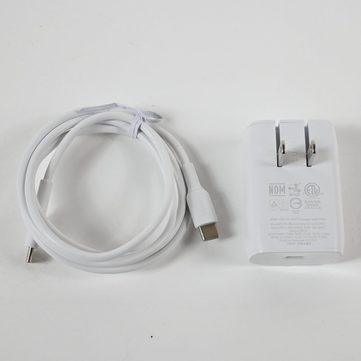 Belkin 30W USBC Charger Block w/ USB-C to C Cable Included - White - Open Box