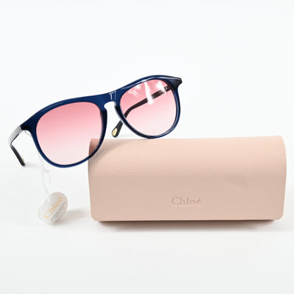 Chloe CH0009S 001 Womens Authentic Sunglasses Dark Blue, 56mm - New