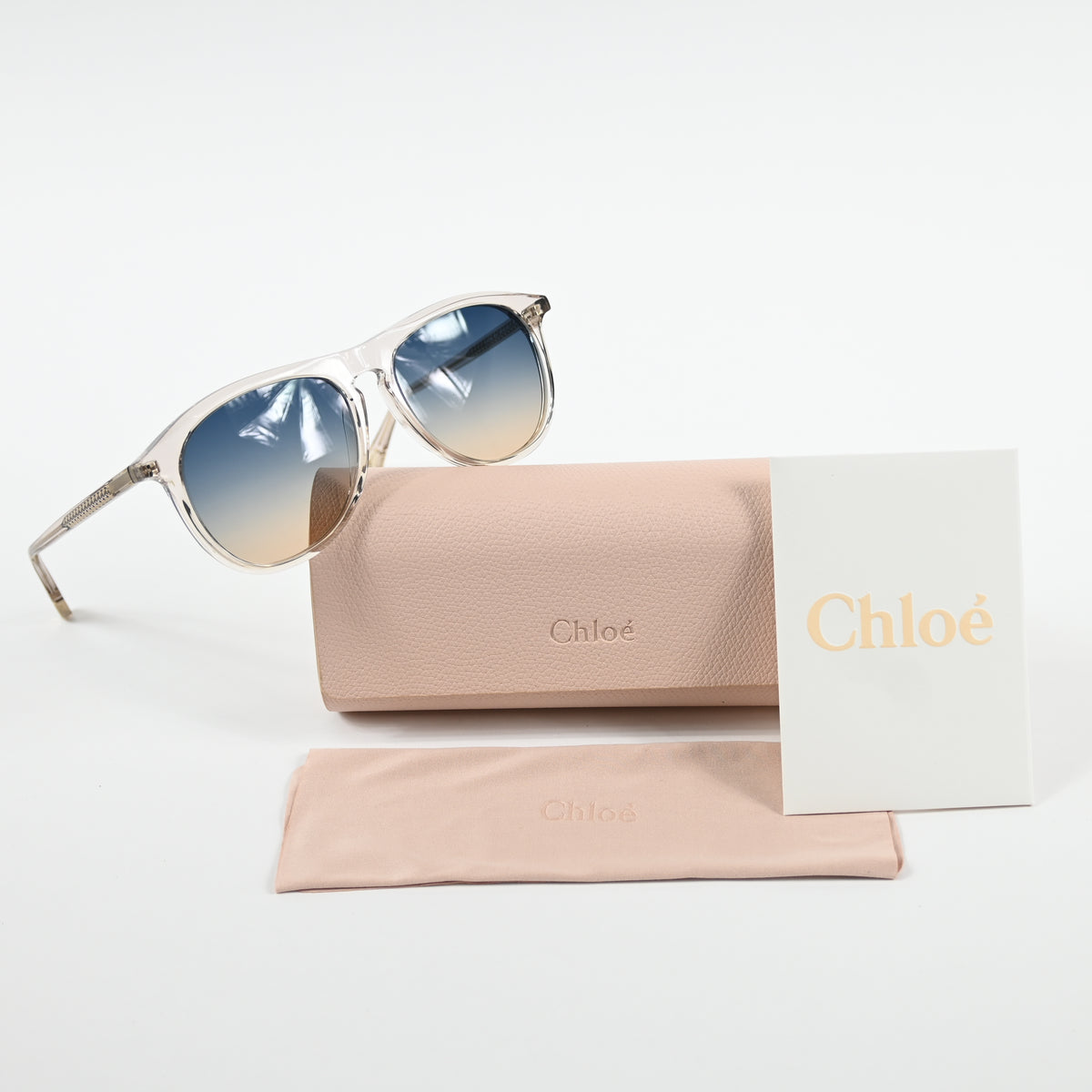 Chloe CH0009S 004 Womens Authentic Sunglasses Clear Light Pink, 56mm - New