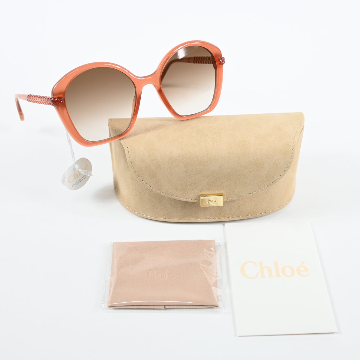 Chloe CH0003S 002 Womens Authentic Sunglasses Clear Brown, 55mm - New