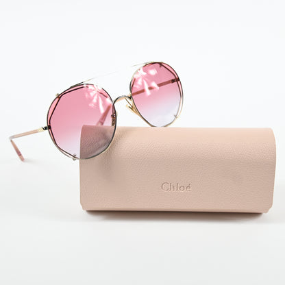 Chloe CH0041S 004 Unisex Authentic Sunglasses Gold/Red, 57mm - New