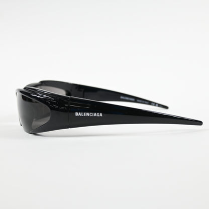 Balenciaga BB0253S 001 Unisex Authentic Sunglasses Black/Gray, 80mm - New