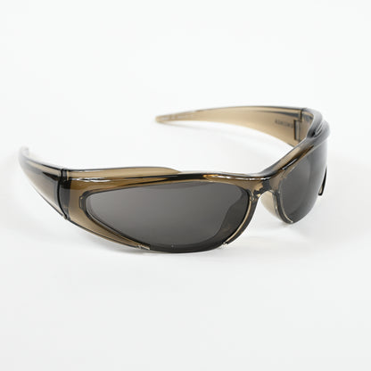 Balenciaga Reverse Xpander Sporty Sunglasses, Brown-Brown-Grey, One Size