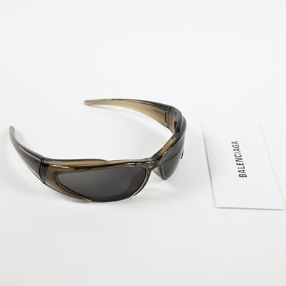 Balenciaga Reverse Xpander Sporty Sunglasses, Brown-Brown-Grey, One Size