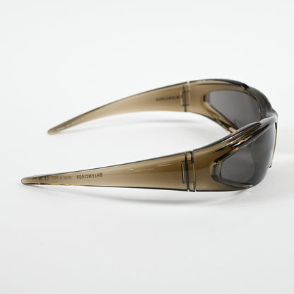 Balenciaga Reverse Xpander Sporty Sunglasses, Brown-Brown-Grey, One Size