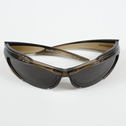 Balenciaga Reverse Xpander Sporty Sunglasses, Brown-Brown-Grey, One Size