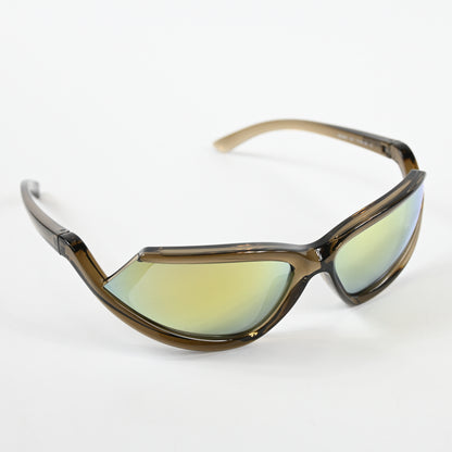 Balenciaga BB0289S 003 Unisex Authentic Sunglasses Clear Brown/Gold, 71mm - New