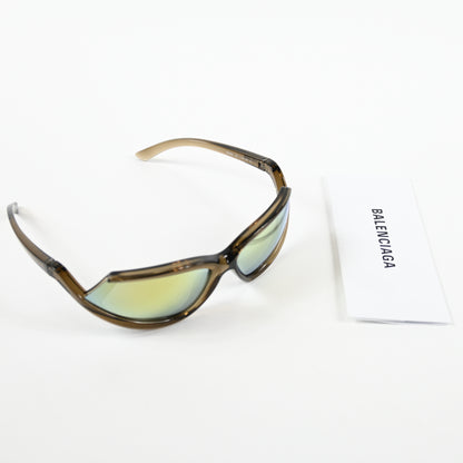 Balenciaga BB0289S 003 Unisex Authentic Sunglasses Clear Brown/Gold, 71mm - New