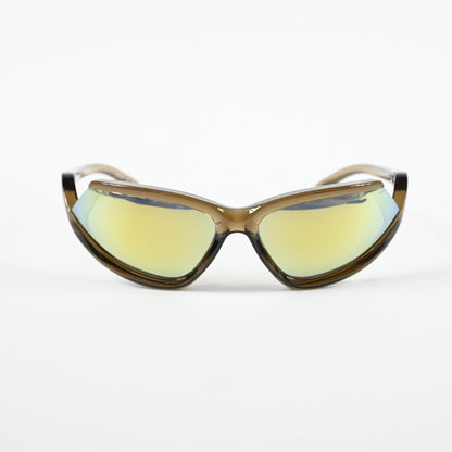 Balenciaga BB0289S 003 Unisex Authentic Sunglasses Clear Brown/Gold, 71mm - New