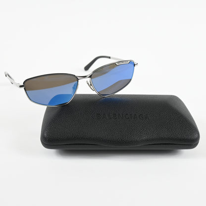 Balenciaga BB0277S 003 Unisex Authentic Sunglasses Silver/Blue, 60mm - New