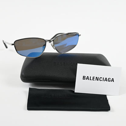 Balenciaga BB0277S 003 Unisex Authentic Sunglasses Silver/Blue, 60mm - New