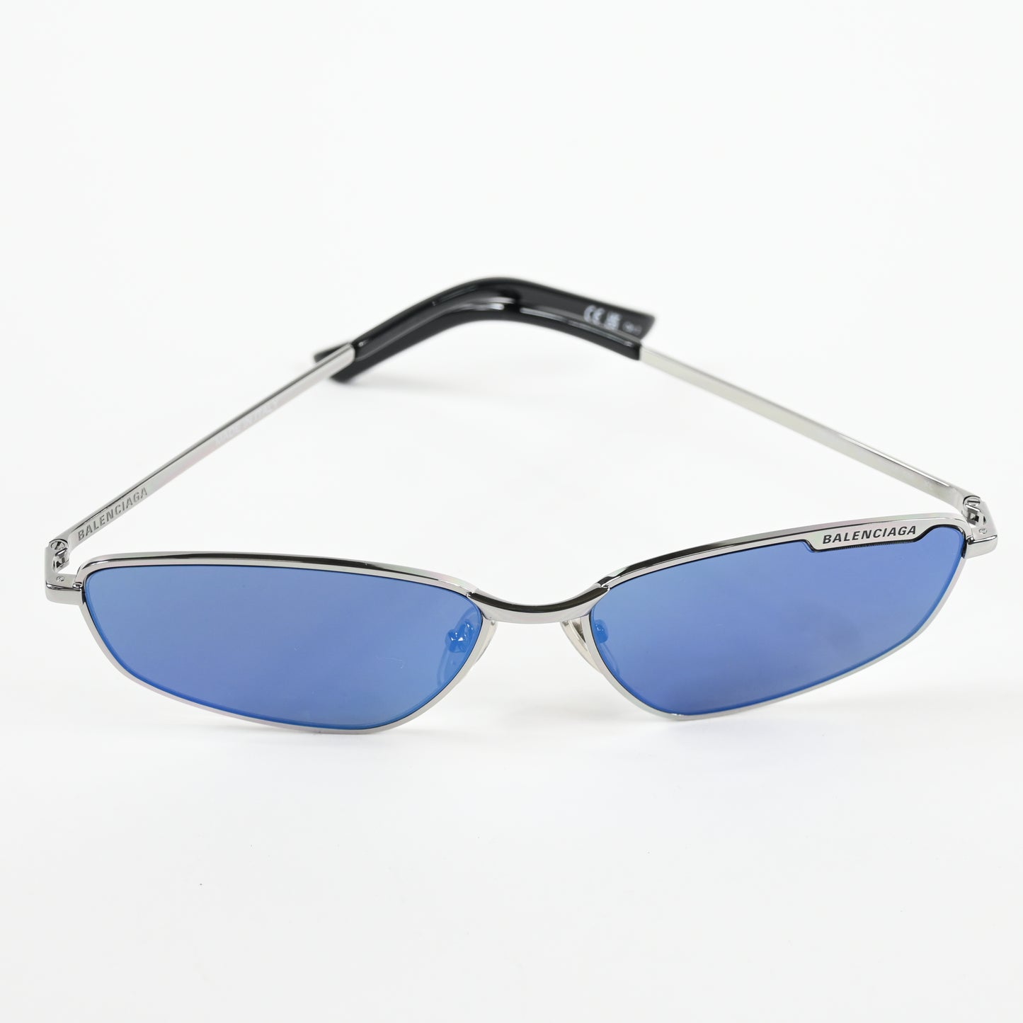 Balenciaga BB0277S 003 Unisex Authentic Sunglasses Silver/Blue, 60mm - New