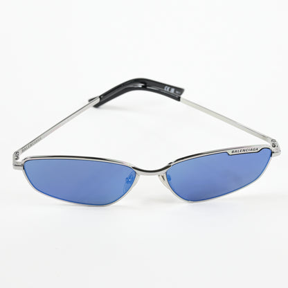 Balenciaga BB0277S 003 Unisex Authentic Sunglasses Silver/Blue, 60mm - New