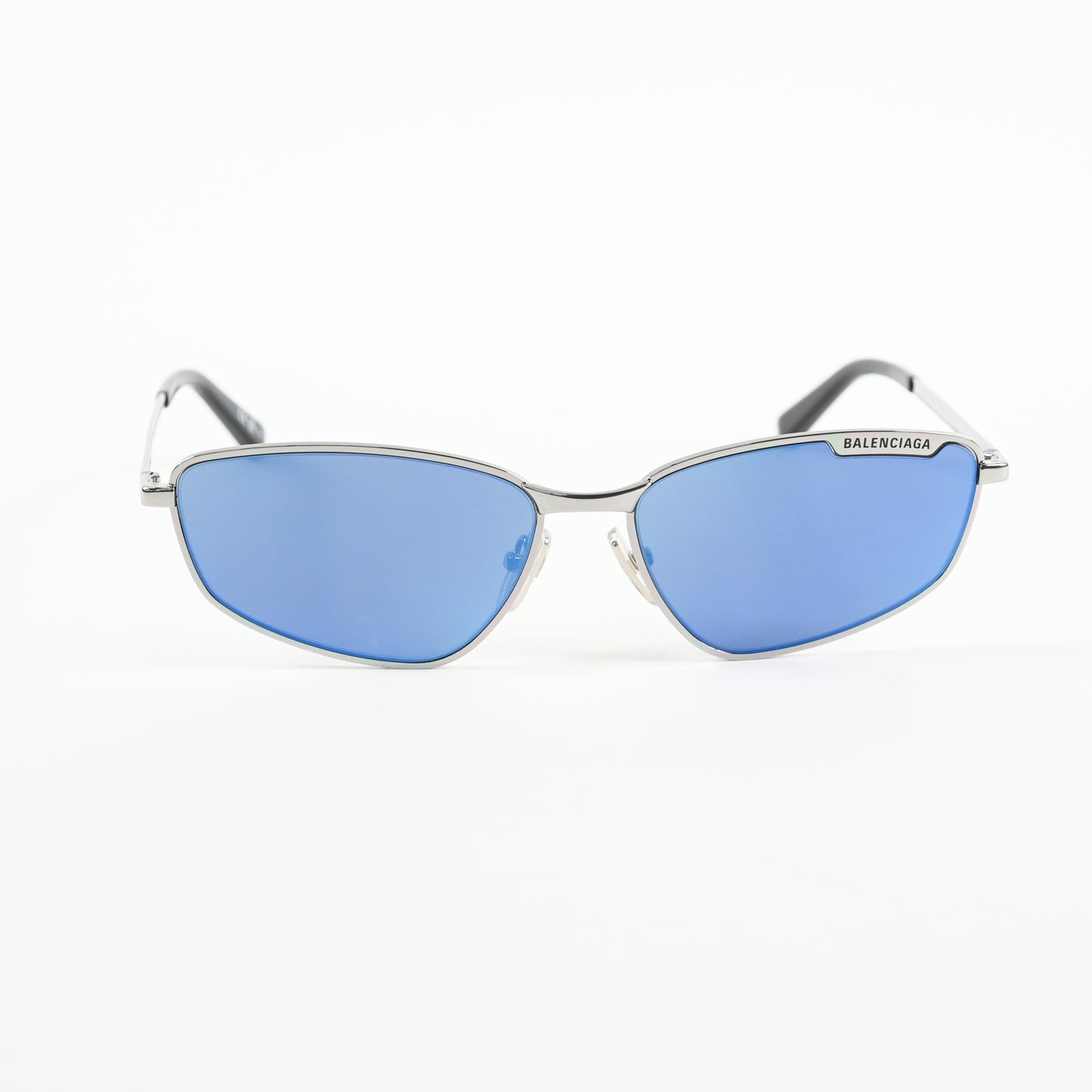 Balenciaga BB0277S 003 Unisex Authentic Sunglasses Silver/Blue, 60mm - New
