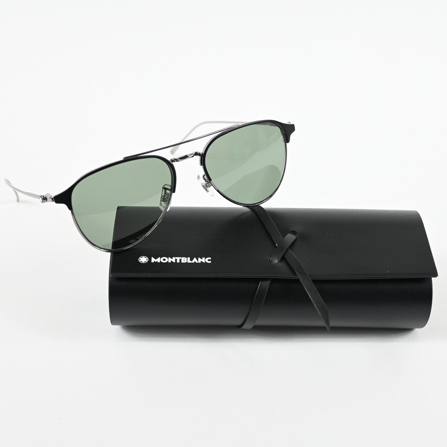 Montblanc MB0190S 002 Mens Authentic Sunglasses Ruthenium Green, 55mm - New