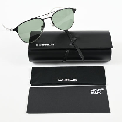 Montblanc MB0190S 002 Mens Authentic Sunglasses Ruthenium Green, 55mm - New