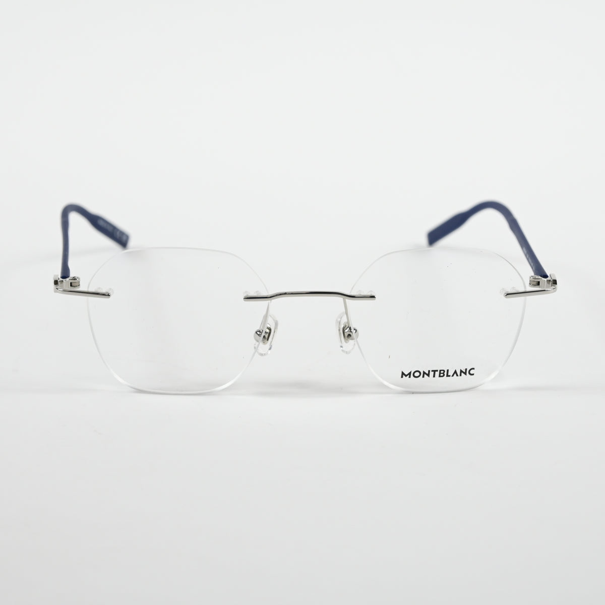 Montblanc MB0223O 004 Mens Authentic Eyeglasses Silver/Blue, 50mm - New