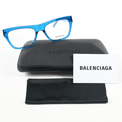 Balenciaga BB0308O 004 Mens Authentic Eyeglasses Clear Blue, 54mm - New