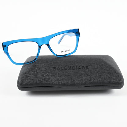 Balenciaga BB0308O 004 Mens Authentic Eyeglasses Clear Blue, 54mm - New