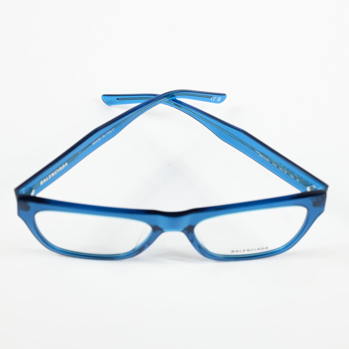 Balenciaga BB0308O 004 Mens Authentic Eyeglasses Clear Blue, 54mm - New