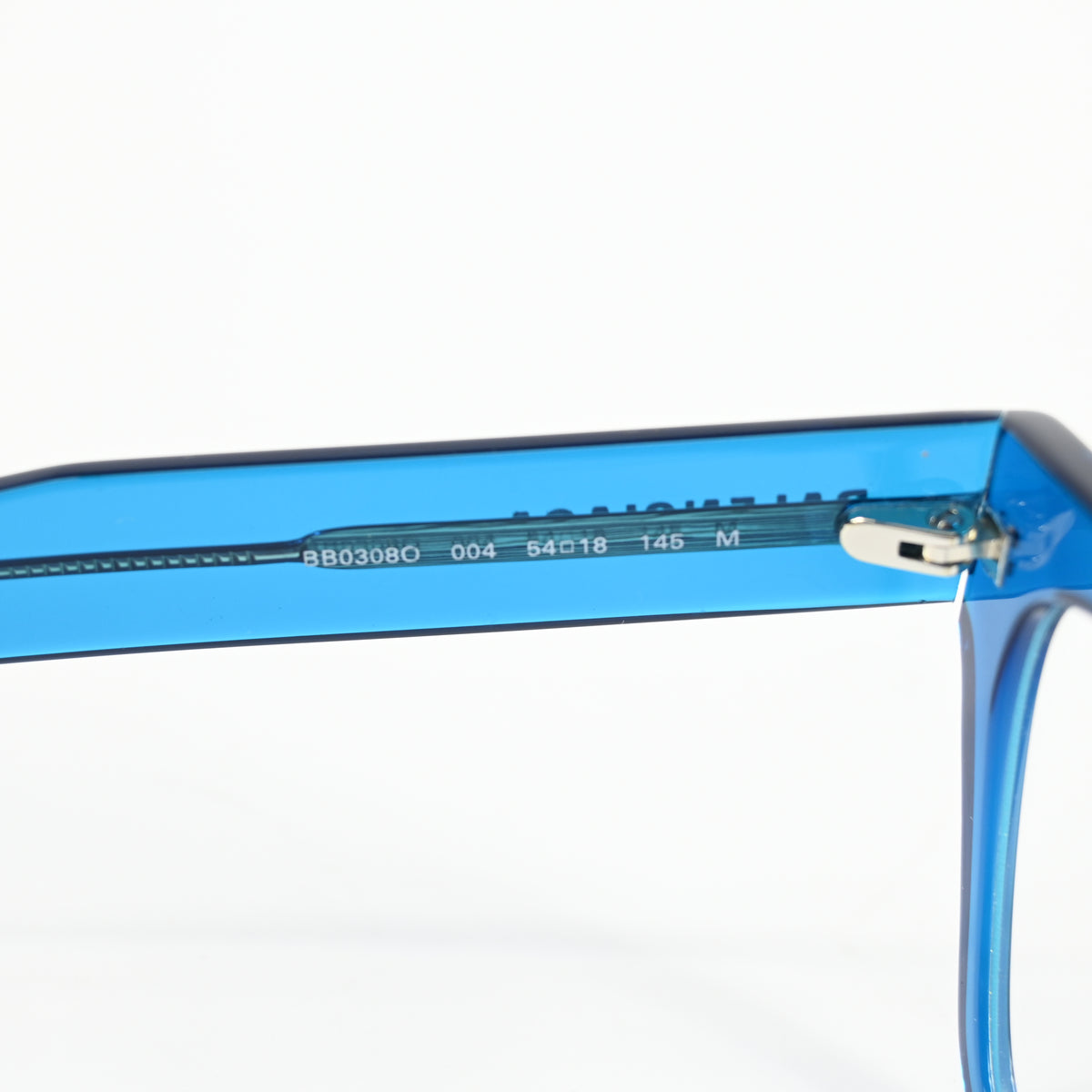 Balenciaga BB0308O 004 Mens Authentic Eyeglasses Clear Blue, 54mm - New