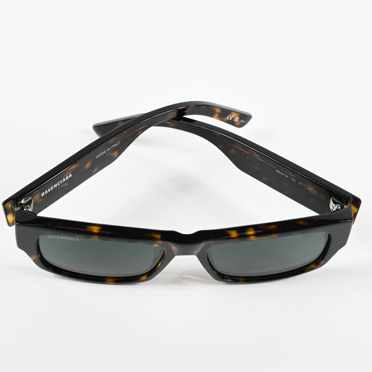 Balenciaga BB0261S 002 Mens Authentic Sunglasses Havana/Silver, 57mm - New