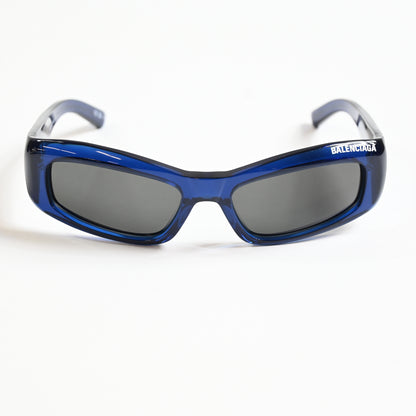 Balenciaga BB0266S 004 Unisex Authentic Sunglasses Clear Blue, 57mm - New