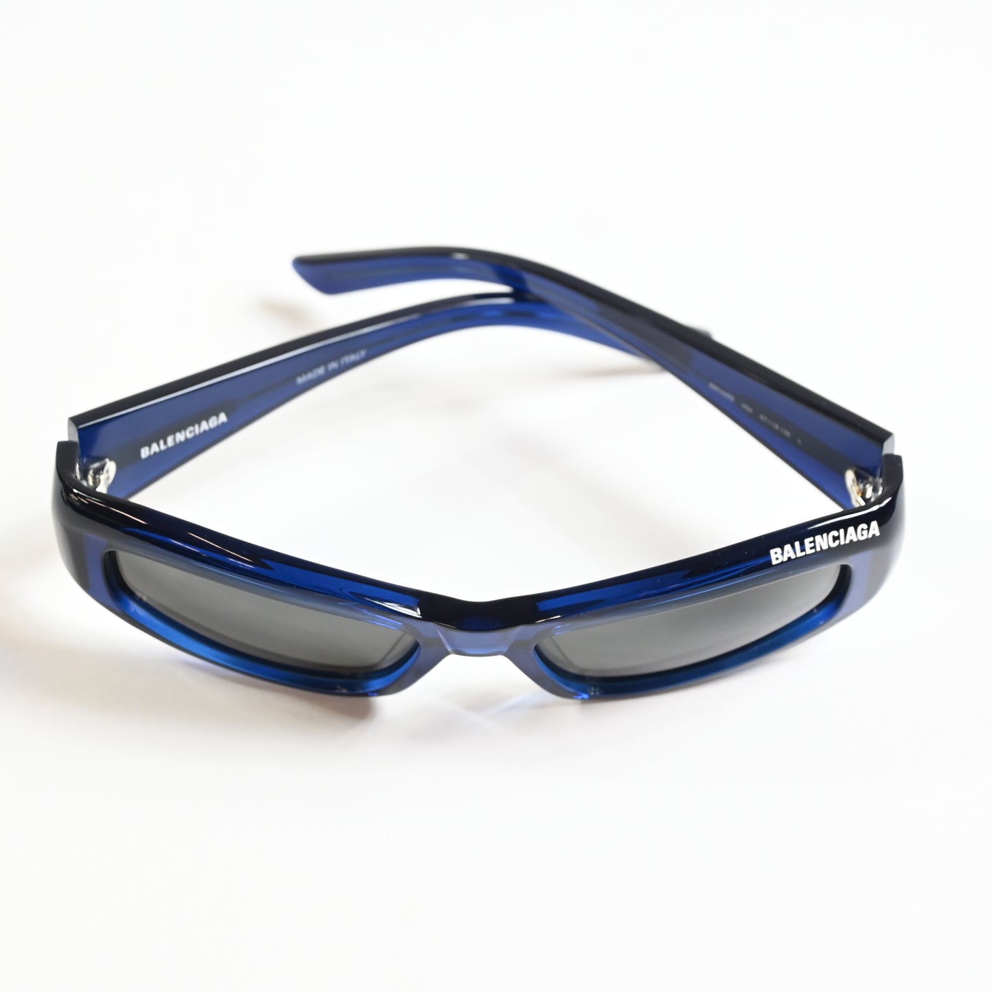 Balenciaga BB0266S 004 Unisex Authentic Sunglasses Clear Blue, 57mm - New