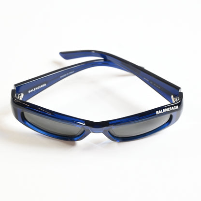 Balenciaga BB0266S 004 Unisex Authentic Sunglasses Clear Blue, 57mm - New