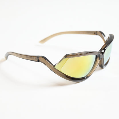 Balenciaga BB0289S 003 Unisex Authentic Sunglasses Clear Brown/Gold, 71mm - New