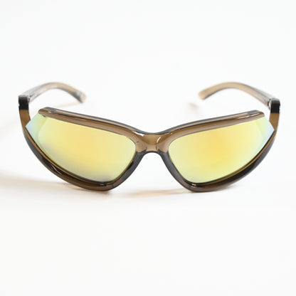 Balenciaga BB0289S 003 Unisex Authentic Sunglasses Clear Brown/Gold, 71mm - New