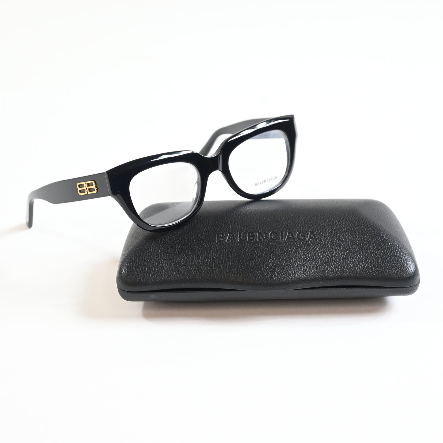 Balenciaga BB0239O 001 Unisex Authentic Eyeglasses Black/Gold, 50mm - New