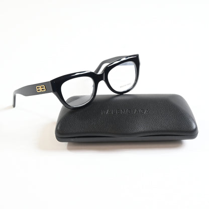 Balenciaga BB0239O 001 Unisex Authentic Eyeglasses Black/Gold, 50mm - New