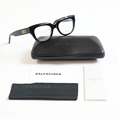 Balenciaga BB0239O 001 Unisex Authentic Eyeglasses Black/Gold, 50mm - New