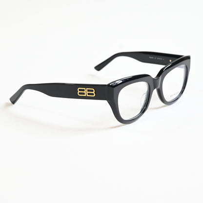 Balenciaga BB0239O 001 Unisex Authentic Eyeglasses Black/Gold, 50mm - New
