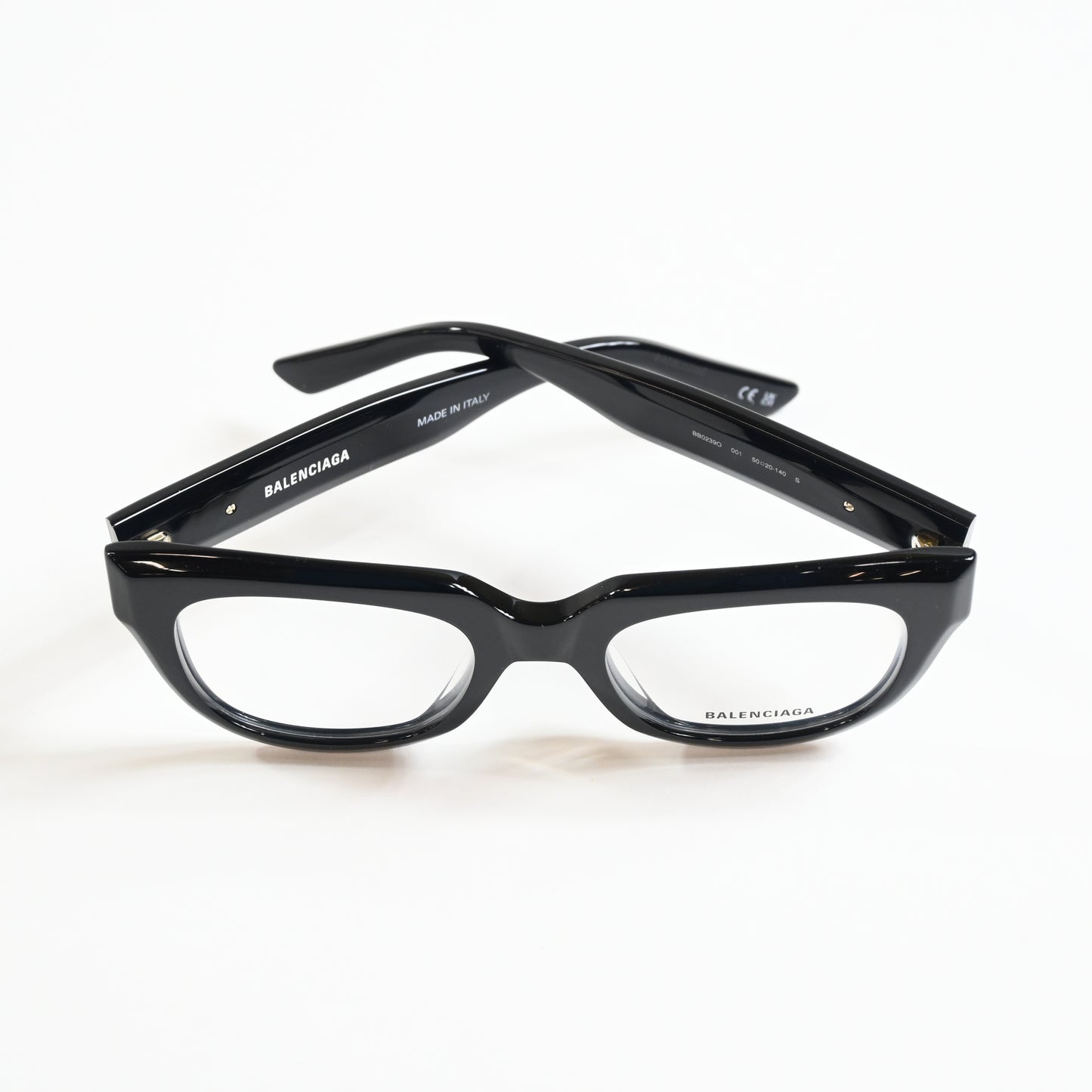 Balenciaga BB0239O 001 Unisex Authentic Eyeglasses Black/Gold, 50mm - New