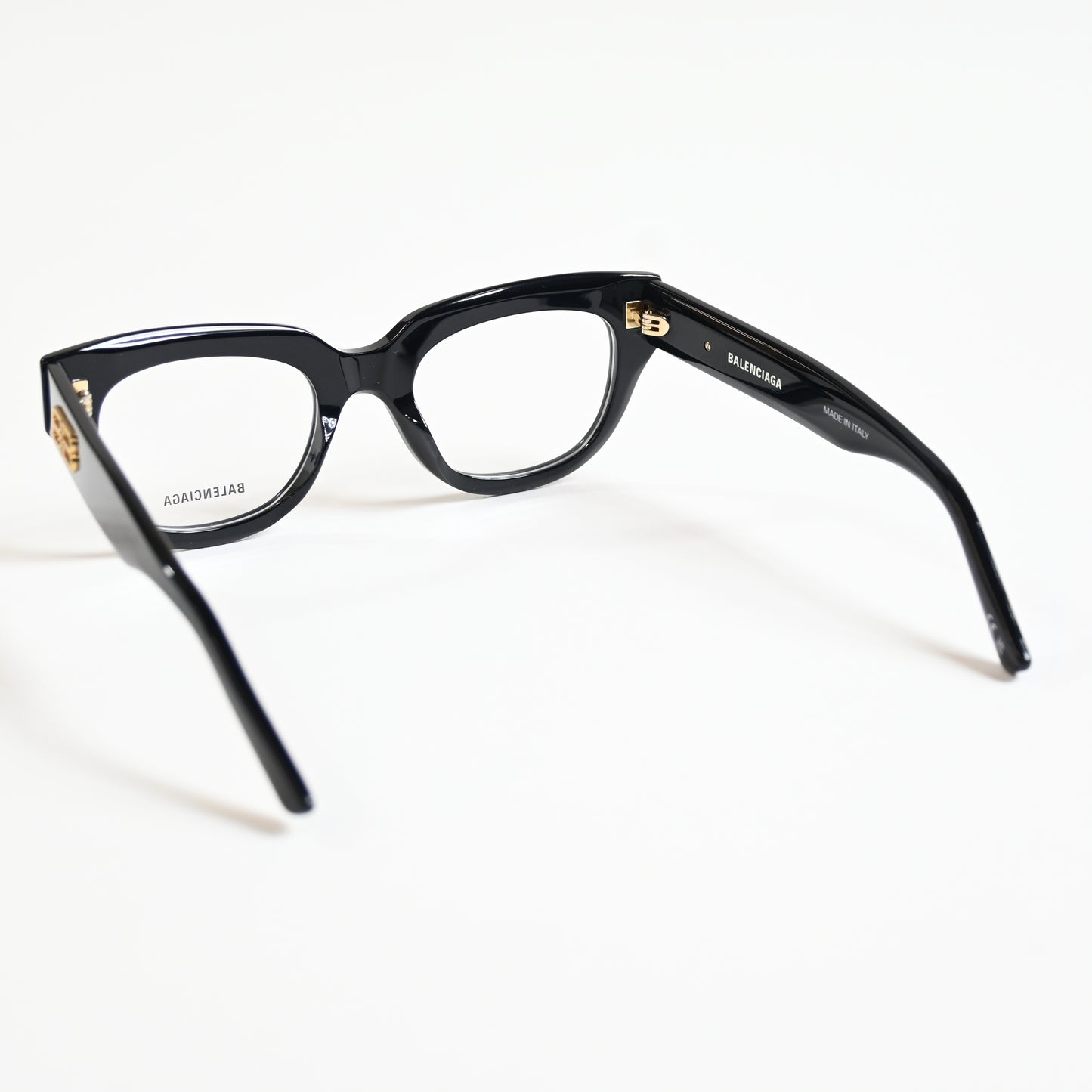Balenciaga BB0239O 001 Unisex Authentic Eyeglasses Black/Gold, 50mm - New