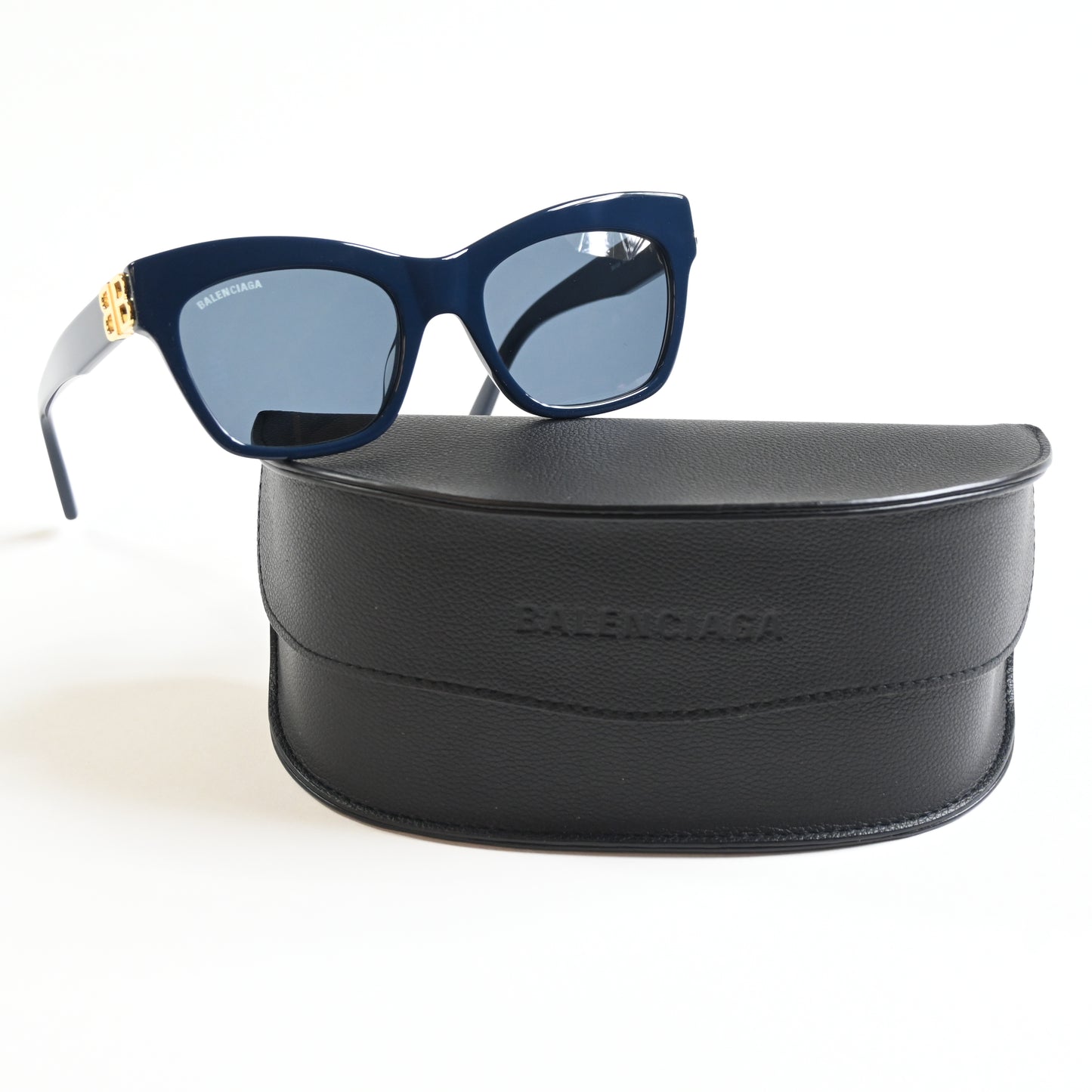 Balenciaga BB0132S 007 Womens Authentic Sunglasses Blue/Gold, 53mm - New