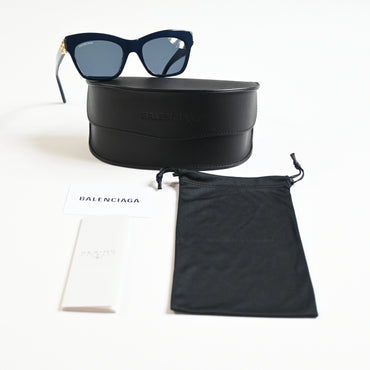 Balenciaga BB0132S 007 Womens Authentic Sunglasses Blue/Gold, 53mm - New