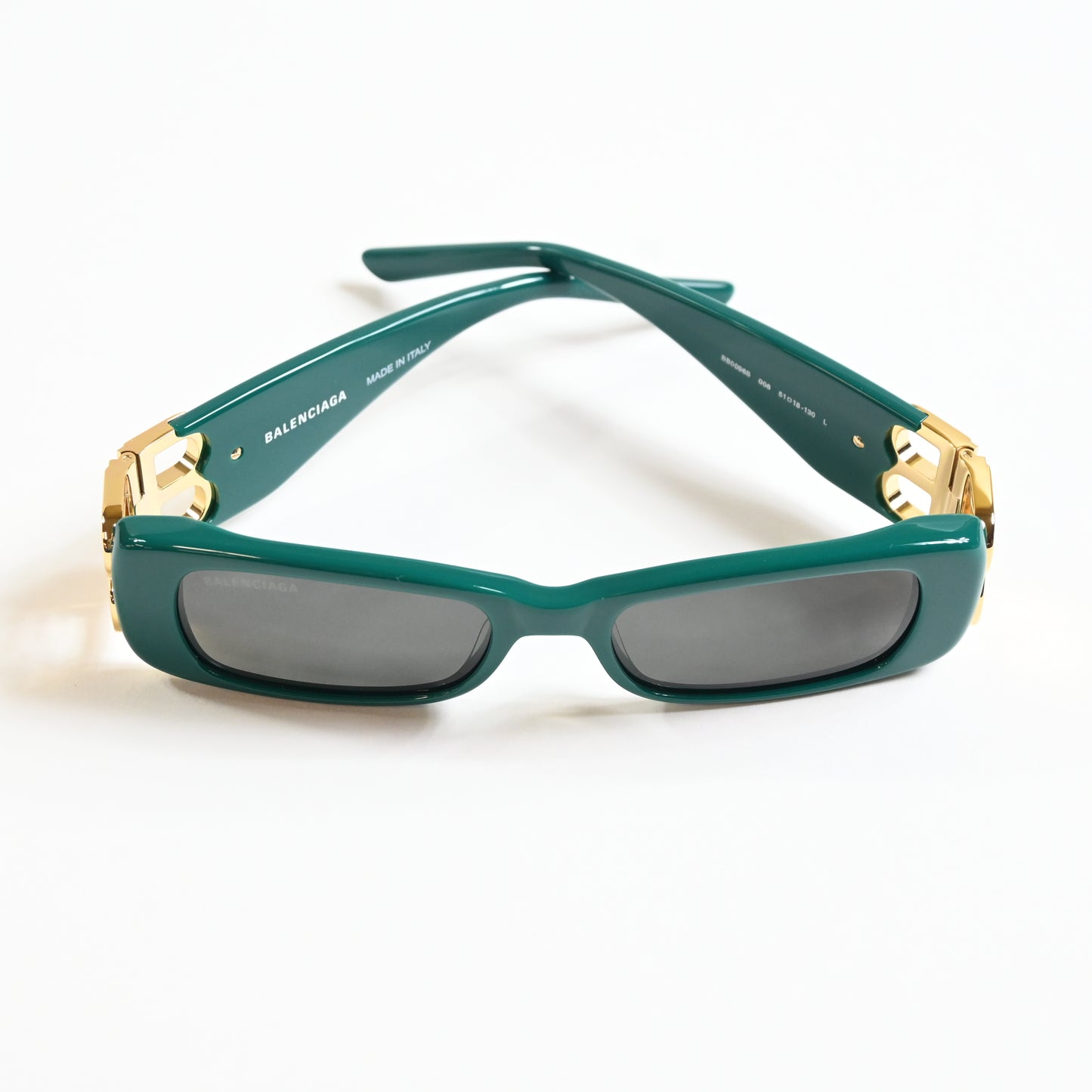 Balenciaga BB0096S 006 Womens Authentic Sunglasses Green/Gold, 51mm - New