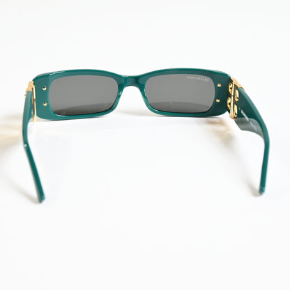 Balenciaga BB0096S 006 Womens Authentic Sunglasses Green/Gold, 51mm - New