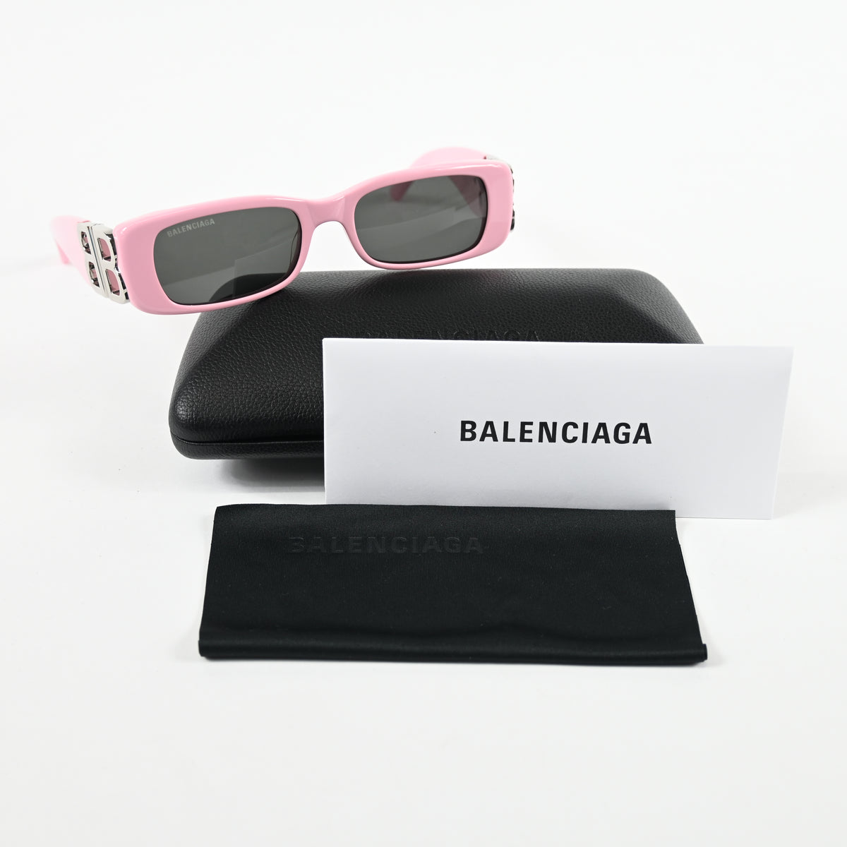 Balenciaga BB0096S 012 Womens Authentic Sunglasses Pink/Silver, 51mm - New