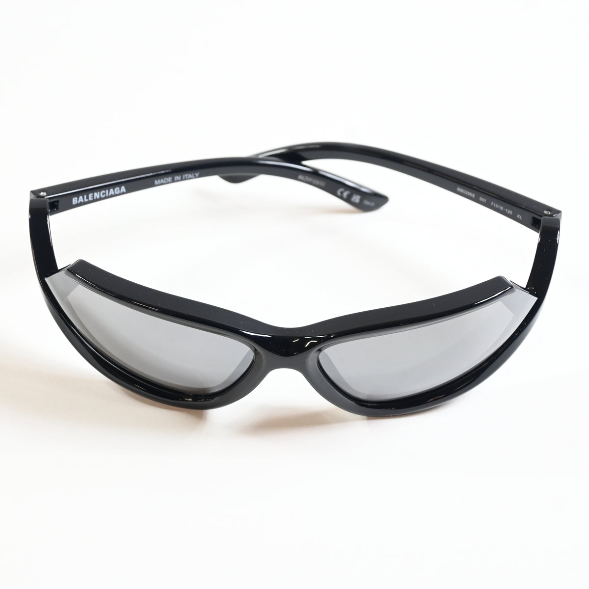Balenciaga BB0289S 001 Unisex Authentic Sunglasses Black/Silver, 71mm - New