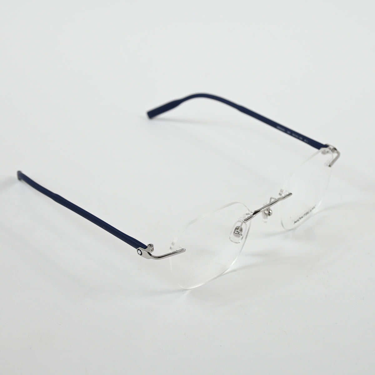 Montblanc MB0223O 004 Mens Authentic Eyeglasses Silver/Blue, 50mm - New