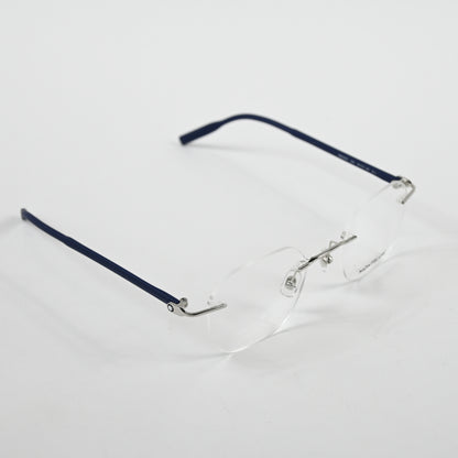 Montblanc MB0223O 004 Mens Authentic Eyeglasses Silver/Blue, 50mm - New