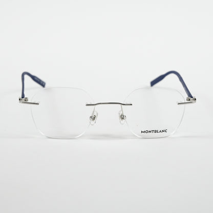Montblanc MB0223O 004 Mens Authentic Eyeglasses Silver/Blue, 50mm - New