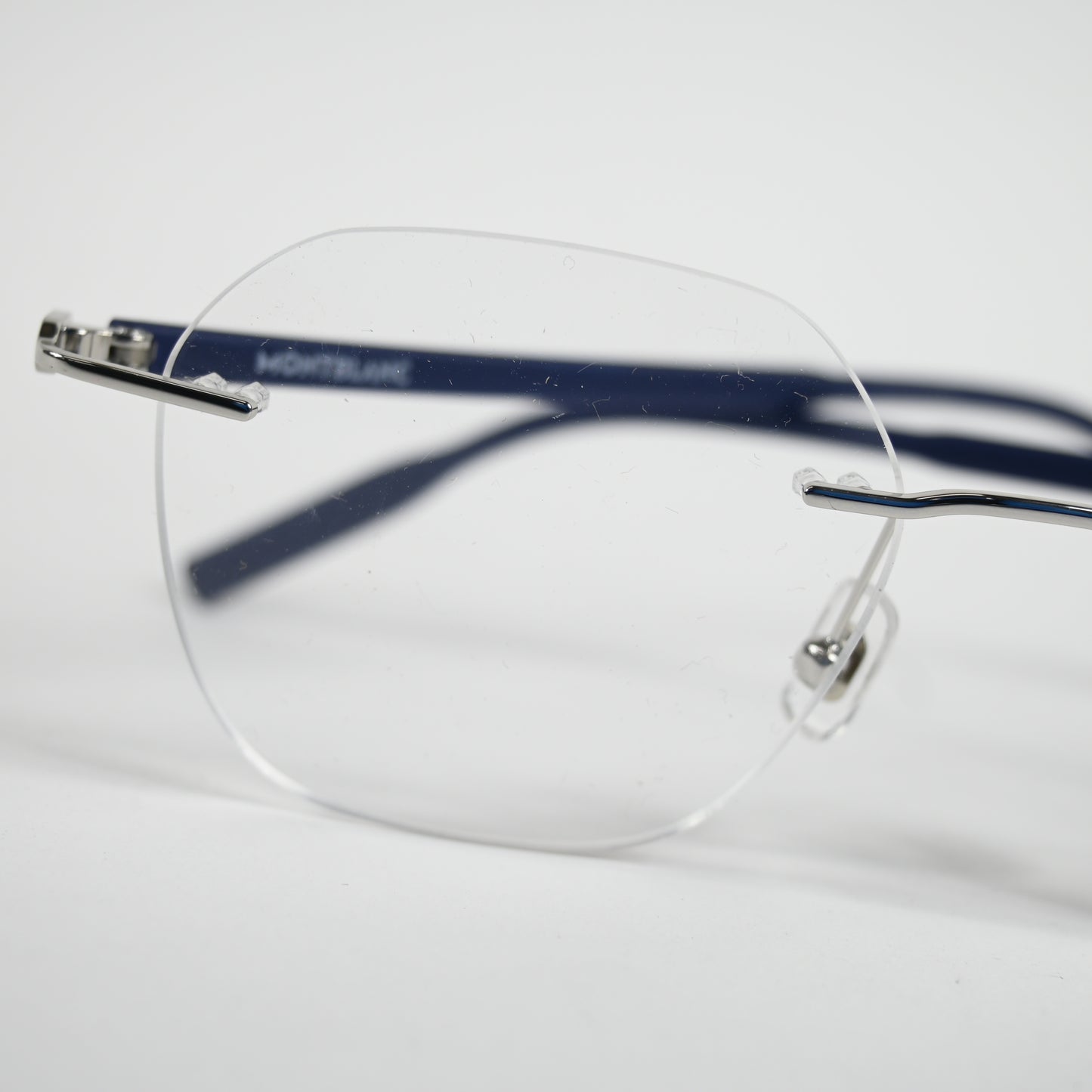 Montblanc MB0223O 004 Mens Authentic Eyeglasses Silver/Blue, 50mm - New