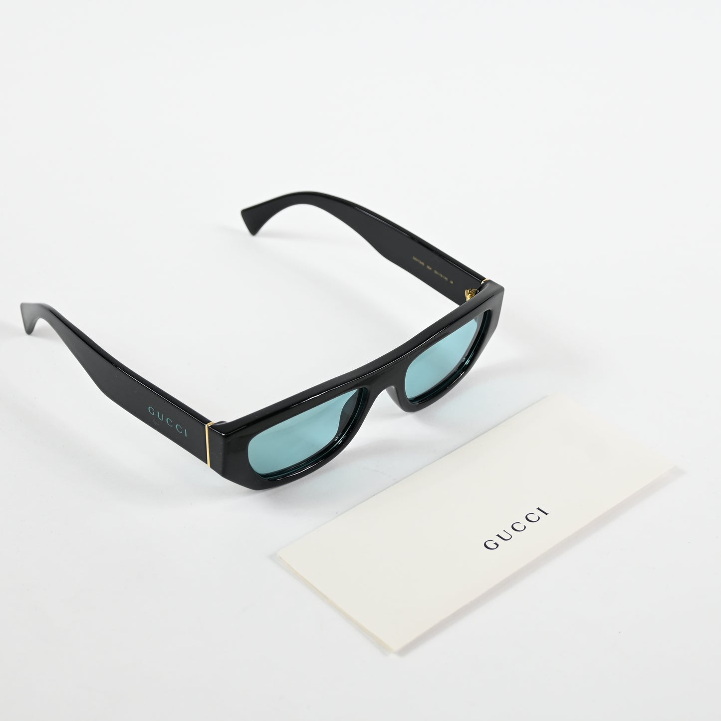 Gucci GG1134S 004 Mens Authentic Sunglasses Black/Teal, 53mm - New