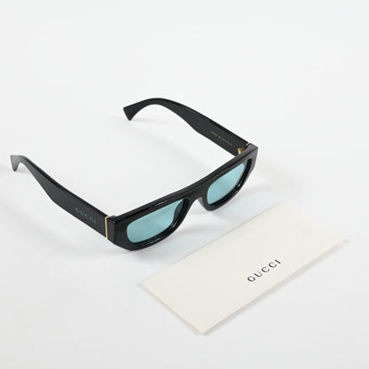 Gucci GG1134S 004 Mens Authentic Sunglasses Black/Teal, 53mm - New