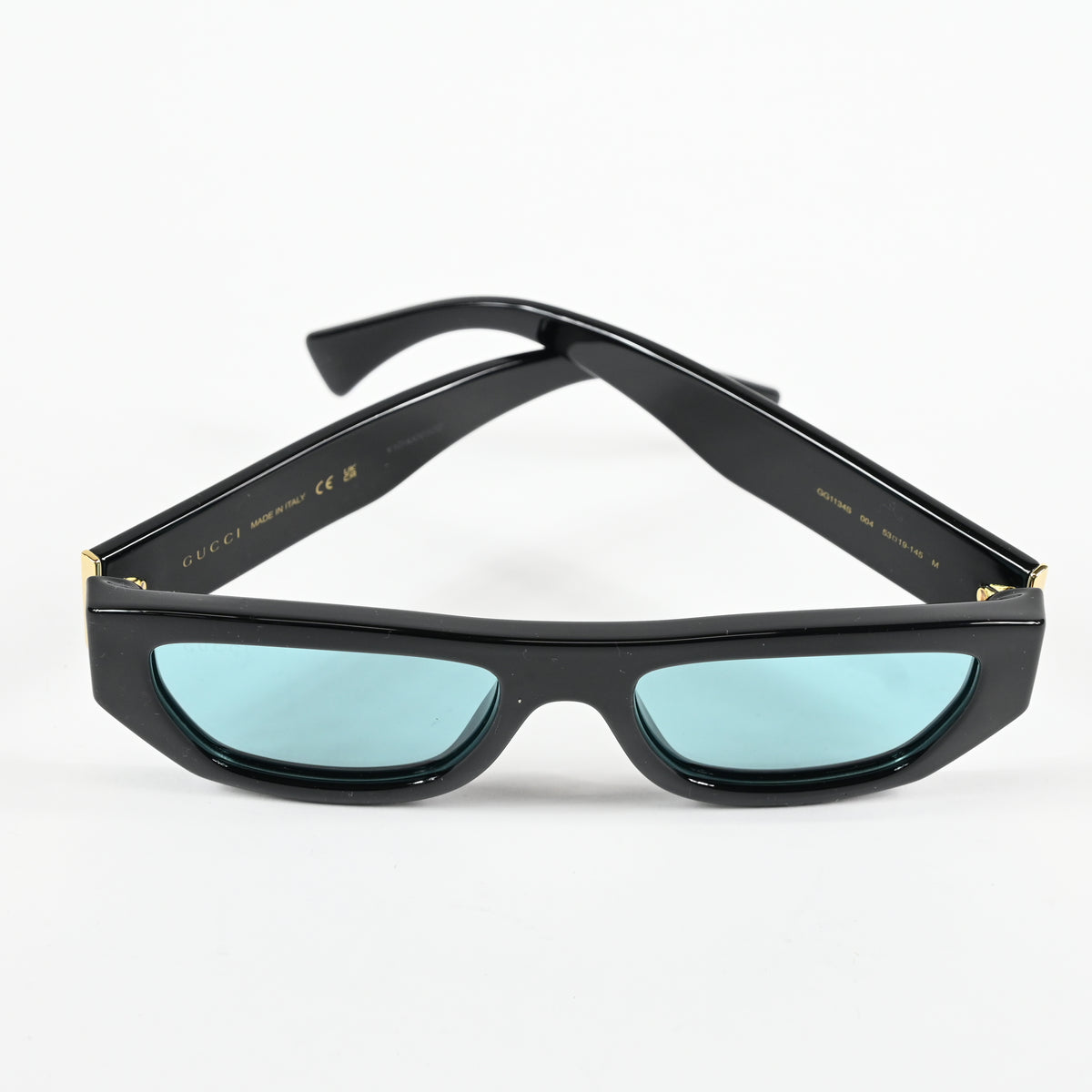 Gucci GG1134S 004 Mens Authentic Sunglasses Black/Teal, 53mm - New